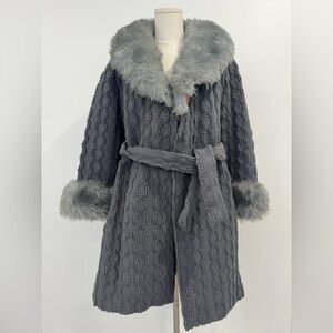 Ladies Union Vintage Faux Fur Knit Robe Jacket 70s